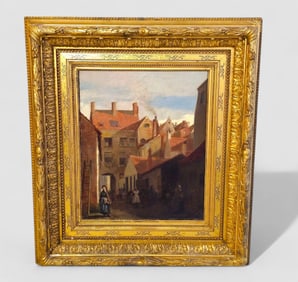 19th Century French Street Scene Oil