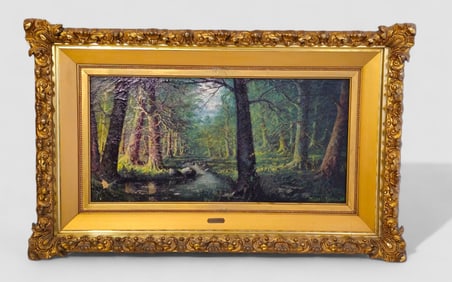 Maxwell Foster (20th Century)(KY) Oil Kentucky Woodland River Scene