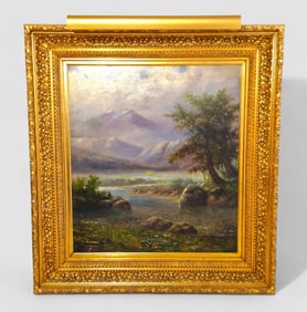E.A. Tabar (19th Century) Oil, Mountain River Valley