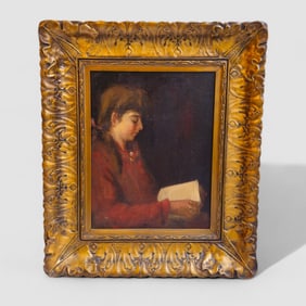 Oil of Lady Reading a Book