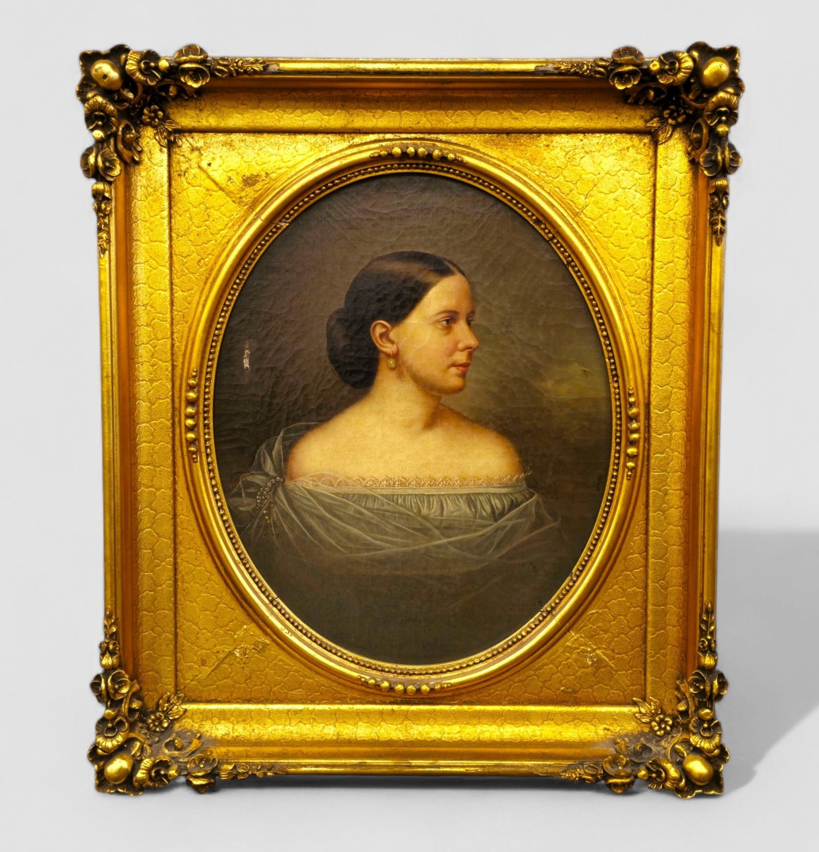 George W. White (1826-1890)(Ohio) Oil Portrait of Beautiful Lady (1 of 9)