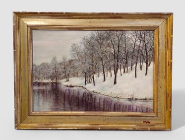 John Dugan (1918-1996)(Cincinnati) Oil, Snowy River Scene