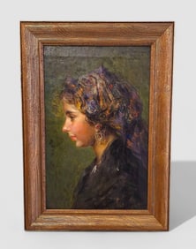 Oil on Beautiful Lady, Signed Illegible