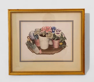 Grant Wood (1891-1942)(Iowa) Mixed Media Lithograph with Hand Coloring in Watercolor