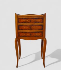 Early 20th Century French Louis XV Rosewood Marquetry Inlaid Stand