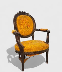 French Louis XVI Style Carved Arm Chair