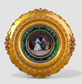 19th Century French Enamel Plaque of Couple