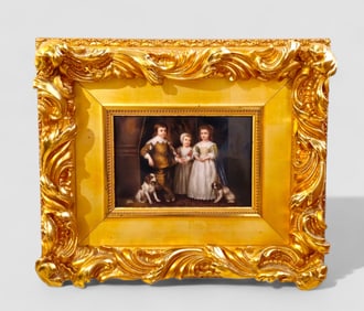 KPM Porcelain Plaque Eldest Children of King Charles I After Sir Anthony Van Dyck