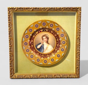 German/ Austrian/ Bohemian Porcelain Portrait Plate Signed Wagner