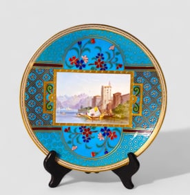 Minton Porcelain Scenic Plate, Signed by John Evans