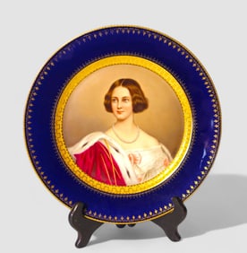 German/ Austrian/ Bohemian Porcelain Plate, Empress Elisabeth of Austria Signed Wagner