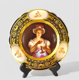 19th Century Austrian Beehive Portrait Plate Signed Fritsche