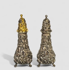 Stieff Sterling Silver Floral Repousse Salt & Pepper Shakers