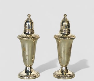 Empire Sterling Silver Glass Lined Salt & Pepper Shakers
