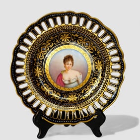 German/ Austrian/ Bohemian Madame Recamier Porcelain Portrait Plate