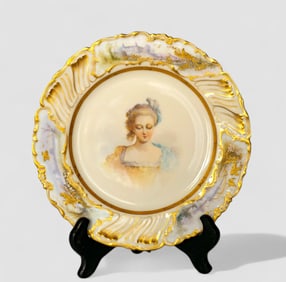 19th Century Sevres Porcelain Portrait Plate with Scenic Border