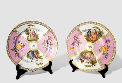 Dresden Richard Klem Porcelain Courting Couples Plates