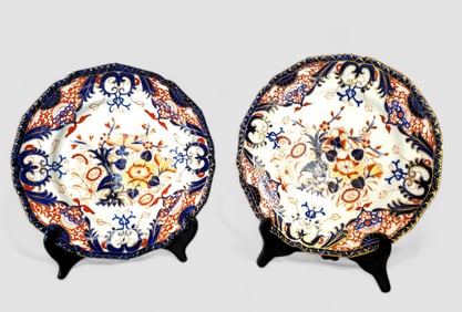 19th Century Derby Porcelain Plates "Imari Kings Pattern"