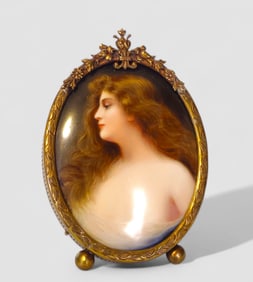 Miniature 19th Century C. Hutschenreuther Porcelain Plaque Signed Wagner