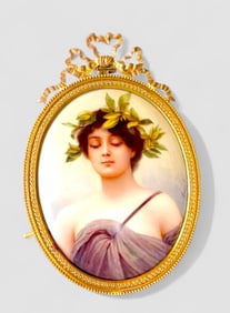 Miniature Porcelain "Daphne" Plaque Signed Suigel