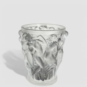 After Rene Lalique French Crystal "Bacchantes" Vase