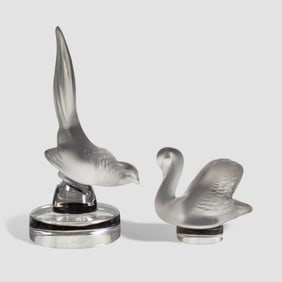 Lalique French Crystal Pheasant & Swan Paperweight