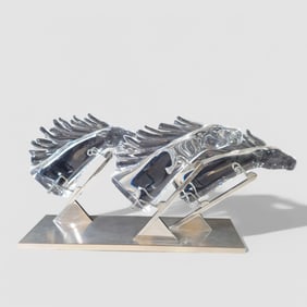 Daum "Grand Prix" French Crystal & Polished Aluminum Sculpture