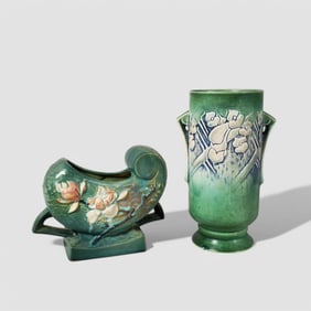Roseville "Clemana" & "Mangolia" Art Pottery Vases #99-249 & #183-6