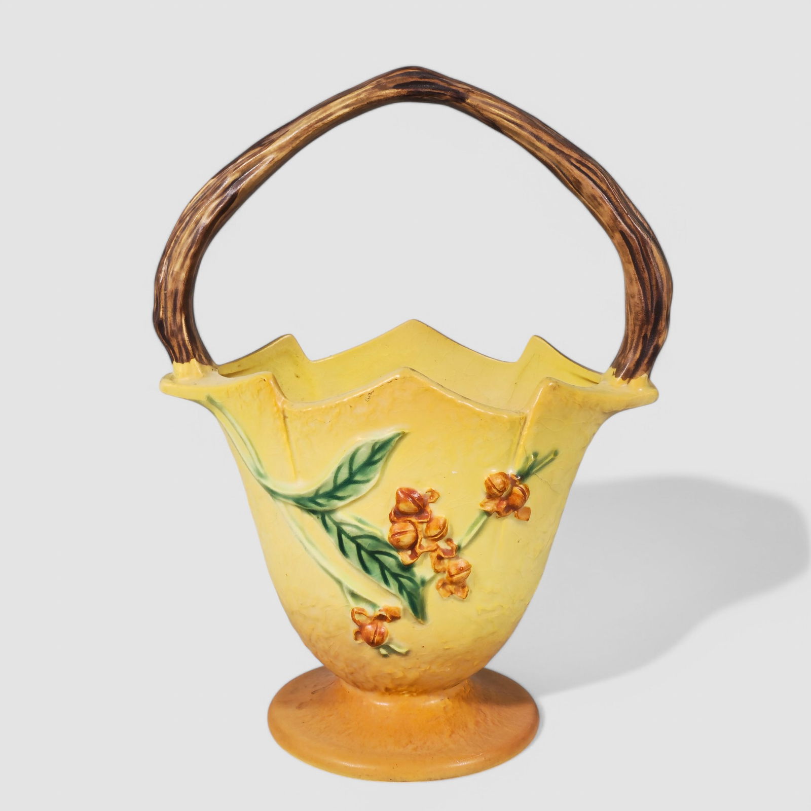 Roseville "Bittersweet" Art Pottery Basket Vase (1 of 8)