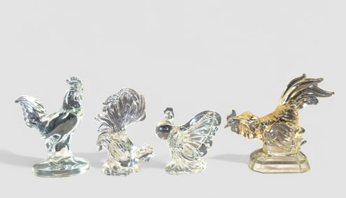 L.E. Smith Heisey Glass Roosters