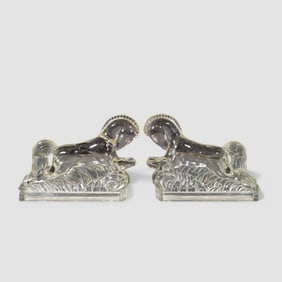 L.E. Smith Glass Running Horse Bookends
