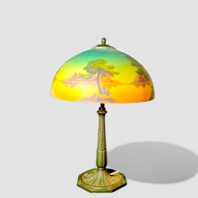 Pittsburgh Lamp Co. Arts & Crafts Reverse Painted Table Lamp #2209