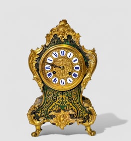 French Boulle Gilt Bronze Cartel Clock