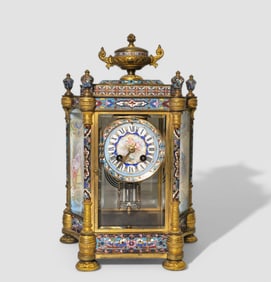 French Brass & Champleue Sevres Style Regulator Clock