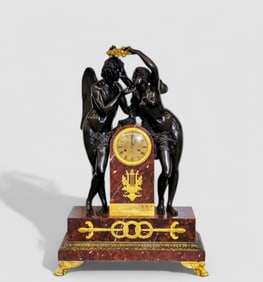 19th Century Cupid & Psyche Mantel Clock After Claude Michallon