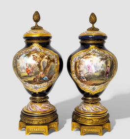 19th Century Porcelain & Bronze Mounted Lidded Vases