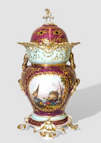 French Porcelain Dome Lid Vase
