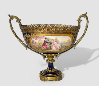 19th Century Sevres Style Porcelain & Bronze Mounted Center Bowl