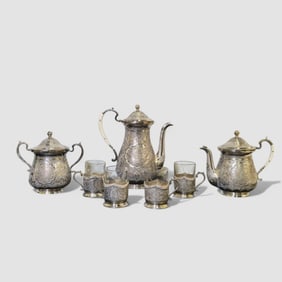 Antique Persian Silver Coffee & Tea Service