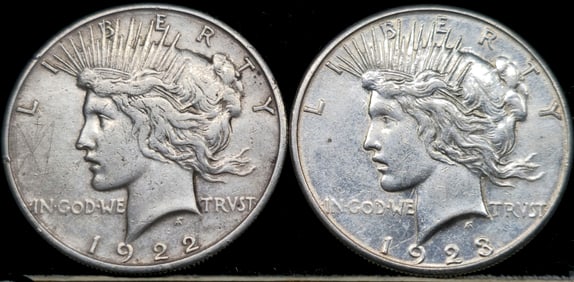 1922-S & 1923-S Peace Silver Dollars