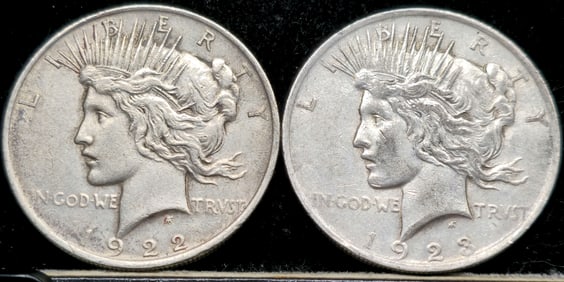 1922 & 1923 Peace Silver Dollars