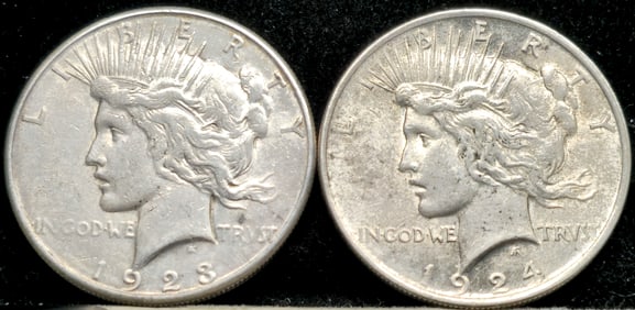 1923 & 1924 Peace Silver Dollars