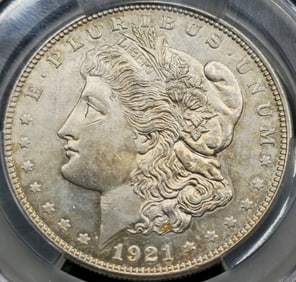 1921 Morgan Silver Dolalr MS 62 CAC Toned