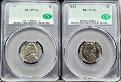 1951 & 1952 Jefferson Proof Nickels CAC