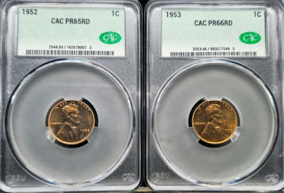1952 & 1953 Lincoln Wheat Proof Penny CAC