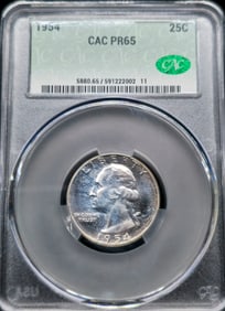 1954 Washington Silver Proof Quarter PR 65 CAC
