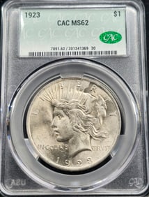 1923 Peace Silver Dollar MS62 CAC