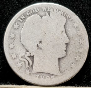 1897-O Barber Head Silver Half Dollar Key Date