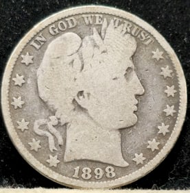 1898 Barber Head Silver Half Dollar