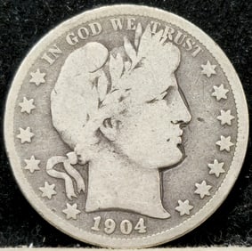 1904-S Barber Head Silver Half Dollar Key Date